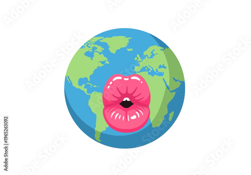 Vagina on globe earth illustration for womens health and awareness