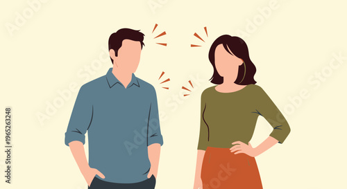 Couple Communicating, Ideas Exchanged, Abstract Dialogue