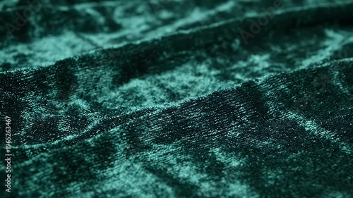 Close Up Teal Crushed Velvet Fabric With Glitter Sparkle Texture