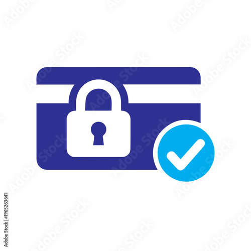Dark blue credit card graphic shows a secured lock and a light blue checkmark indicating confirmed transactional privacy compliance.