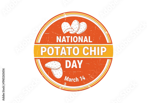 National potato chip day orange circular logo with