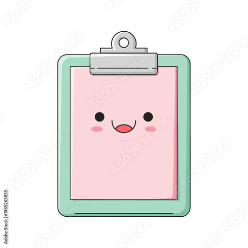 Cute clipboard with smiling face.