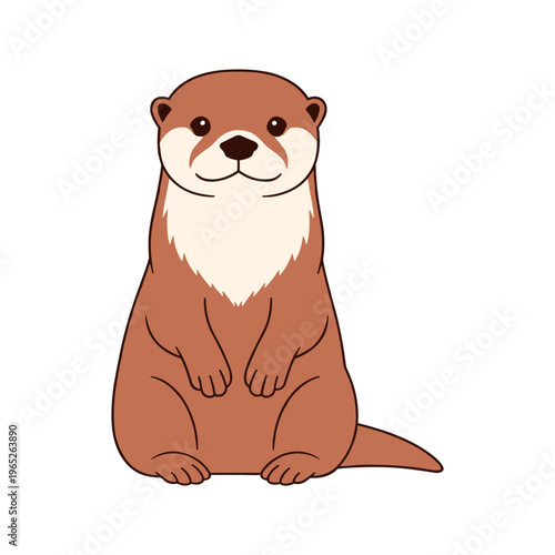 Cute Otter Sitting Upright Smiling.