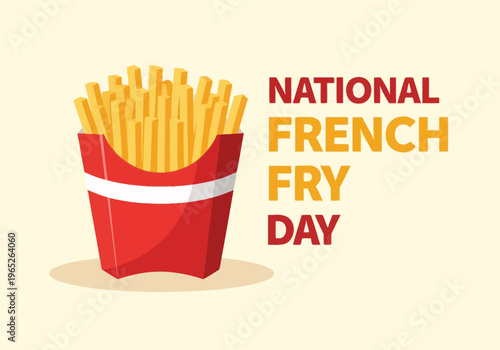 National french fry day red box with yellow fries
