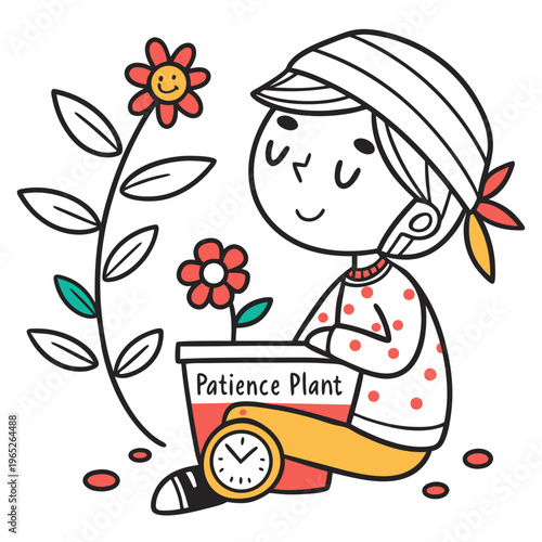 Patience Plant: Child Gardening Illustration