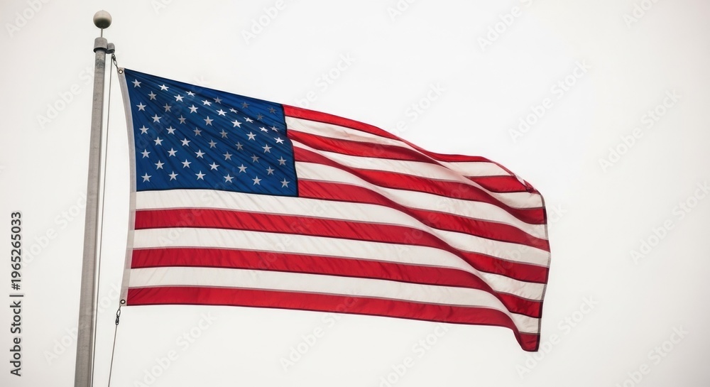 Obraz premium Memorial day tribute american flag waving high in honor of fallen heroes