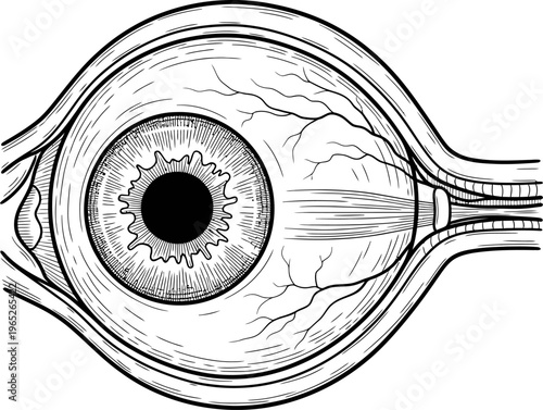 Human Eye Anatomy Cross Section Medical Hand Drawn Line Art