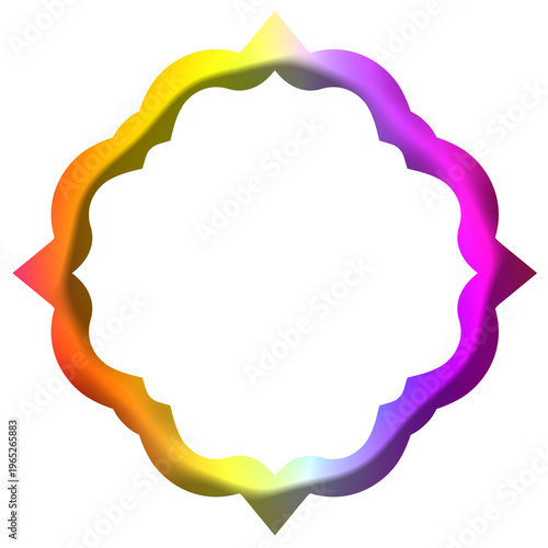 Colorful abstract circular frame with smooth rainbow gradient, isolated on transparent background, ideal for design elements and decoration.  Not generative AI