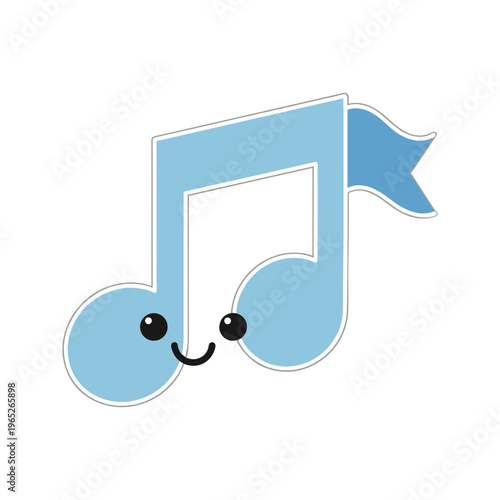 Smiling cartoon music eighth note symbol.