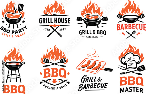 Ultimate BBQ & Grill Master Emblem Collection
Vintage Grill House & Smokehouse Logo Set
Rustic Backyard Barbecue Party Branding Elements