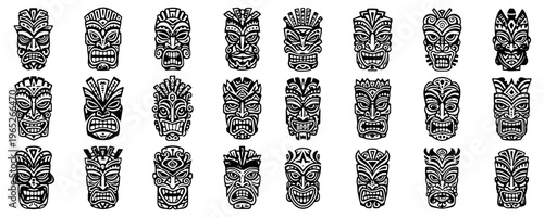 Tiki Mask Collection Vector Set