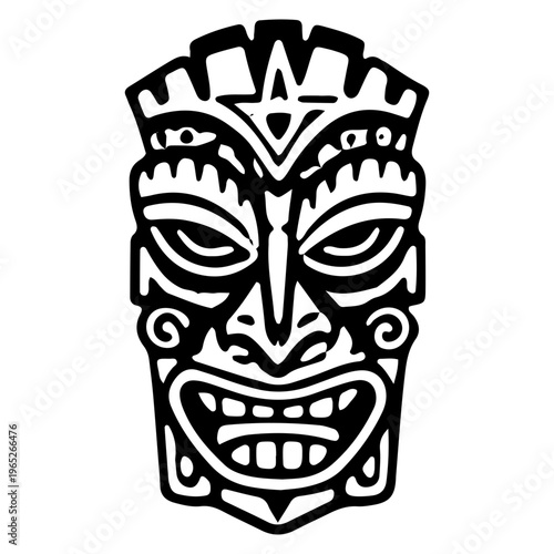 Black and White Tiki Mask Icon
