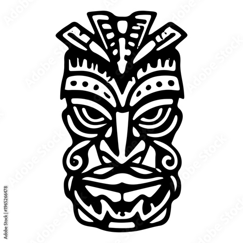 Black and White Tiki Mask Icon