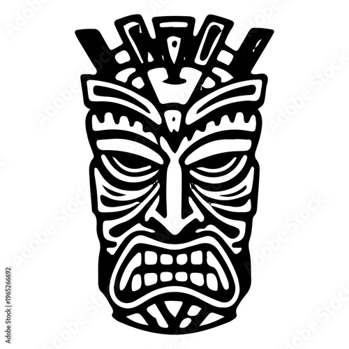 Black and White Tiki Mask Icon