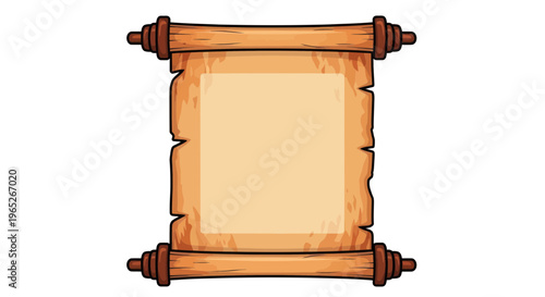 Bild auf Leinwand Antique Scroll Paper, Old Parchment Manuscript, Vintage Blank Document with Wood