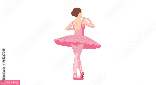 Ballerina in pink tutu dancing gracefully, elegant ballet pose, isolated on white