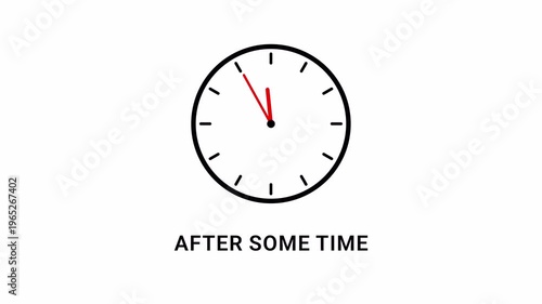 Minimalist Clock Motion Graphic with After Some Time Caption, Seamless Loop