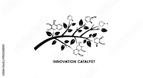 An abstract illustration shows a branch with leaves and chemical structures.