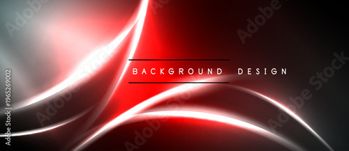 Abstract red, silver lines create dynamic flow. Dark background emphasizes bright curves, modern design element.
