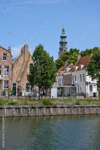 View of the Lange Jan from the inland port across the old town, Middelburg, Zeeland province, Netherlands