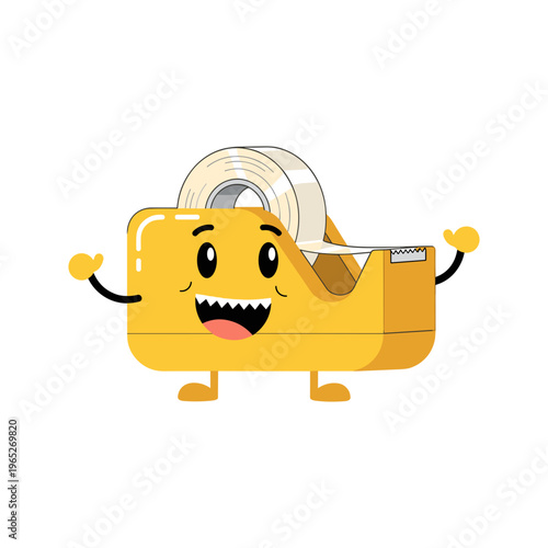Cartoon Tape Dispenser Character Illustration.