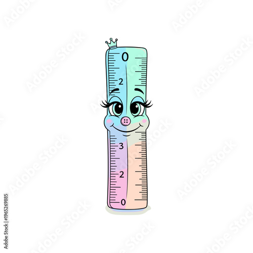 Colorful cartoon thermometer with face.