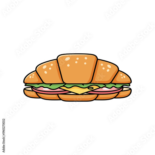 Croissant sandwich with cheese lettuce.