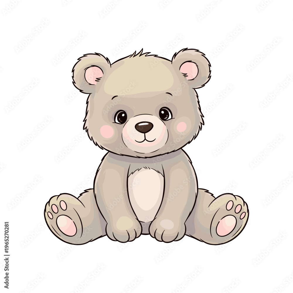 Fototapeta premium Cute Cartoon Teddy Bear Sitting.