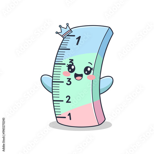 Cute cartoon ruler with smiling face.