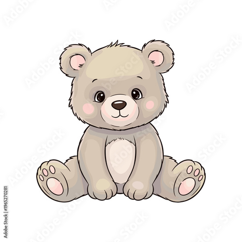 Cute Cartoon Teddy Bear Sitting.