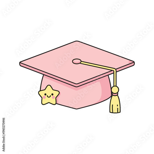 Pink graduation cap with star.