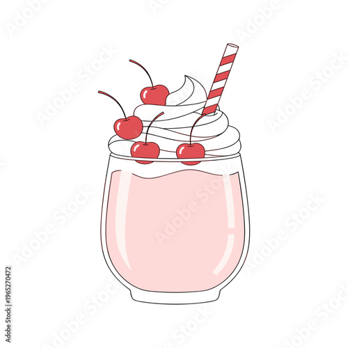 Pink milkshake with whipped cream topping 1.