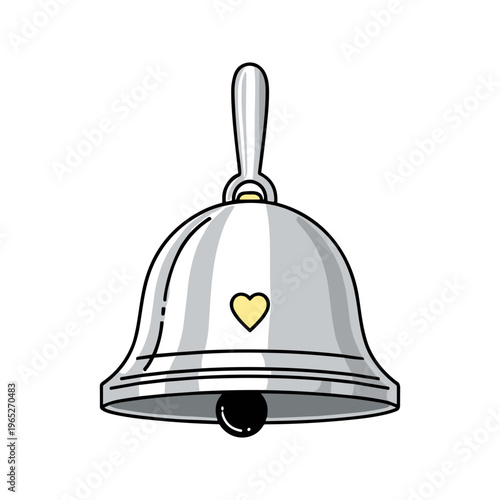 Silver Bell with Yellow Heart.