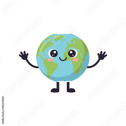 Smiling Earth Cartoon Character Illustration.