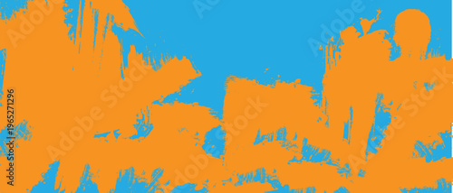 Abstract Blue and Orange Grunge Paint Background