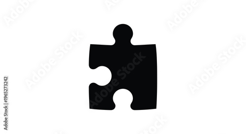 A single black puzzle piece isolated on a white background