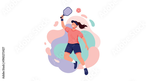 Woman playing tennis with racket outdoors.