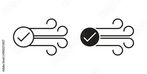 Clean Air icon line style collection. Simple black solid icons