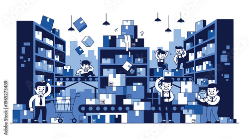 People working in a warehouse environment.