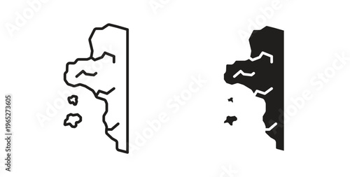 Cliff icon line style collection. Simple black solid icons