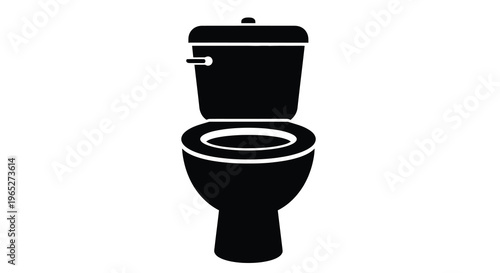 A simple black silhouette of a standard flush toilet