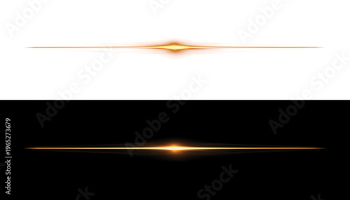 Fotografia Abstract golden light streak with lens flare effect on white and black backgroun