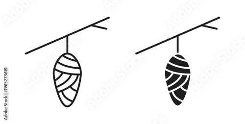 Cocoon icon line style collection. Simple black solid icons