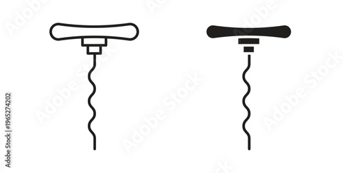 Corkscrew icon line style collection. Simple black solid icons