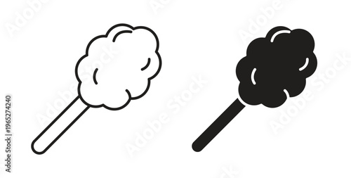 Cotton Candy icon line style collection. Simple black solid icons