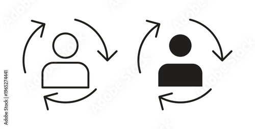 Customer retention icon line style collection. Simple black solid icons