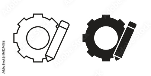 Customization icon line style collection. Simple black solid icons