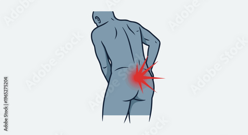 Silhouette of a person experiencing lower back pain with a red inflamed area