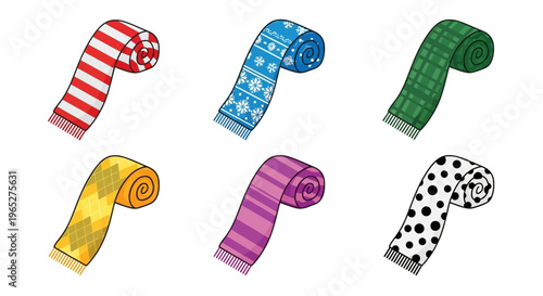 Collection of Rolled Towels with Different Patterns.