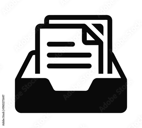 Photos Inbox Document Tray Icon | Minimalist Vector Graphic for Office Organization and